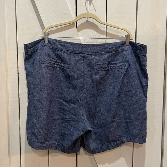 Old Navy blue every day short mid rise linen blend 22 - Picture 2 of 4